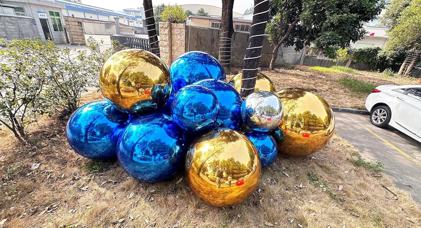 Big Shiny Balls Giant Inflatable Mirror Balls for Events & Decor - Party, Advertising, Shows, Stage Decoration - Hanging & Standing-Various Sizes & Colors -1Pcs- Blue (1.0m/3.28ft)