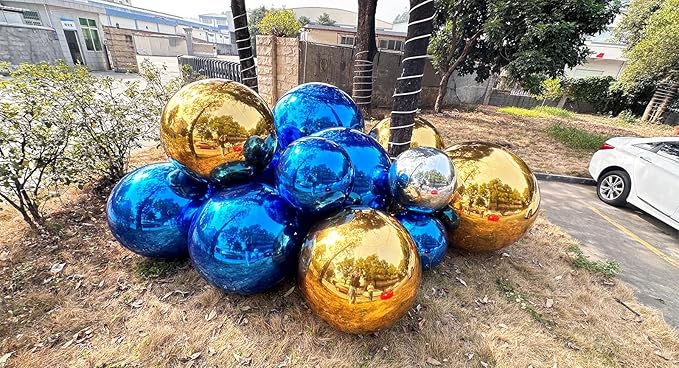 Generic Big Shiny Balls Giant Inflatable Mirror Balls for Events & Decor - Party, Advertising, Shows, Stage Decoration - Hanging & Standing-Various Sizes & Colors - Blue (1.8m/5.9ft)