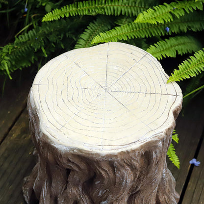 13''H Tree Stump Statue Stool with Faux Wood Grain Finish Magnesium Oxide Stump Sculpture Stump Side Table Garden Pedestals Tree Stump End Table for Indoor/Outdoor Patio Yard Garden Porch Decor