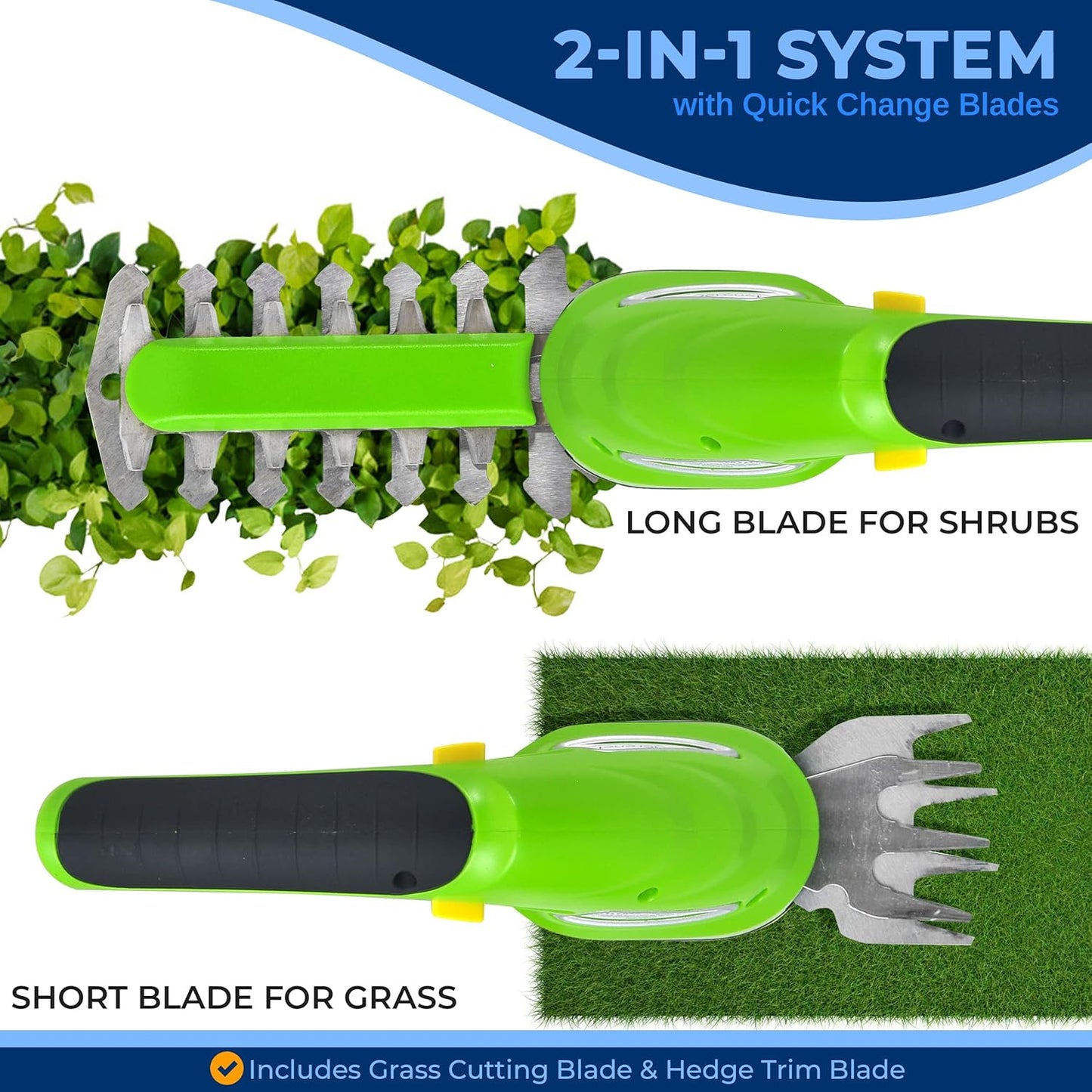 Pyle Cordless Handheld Grass Cutter Shears | Portable Lightweight Electric Hedge Shrubbery Trimmer | Hand Held Garden Clippers Powered With Rechargeable 3.6V Battery | Changeable Blade Trimmers