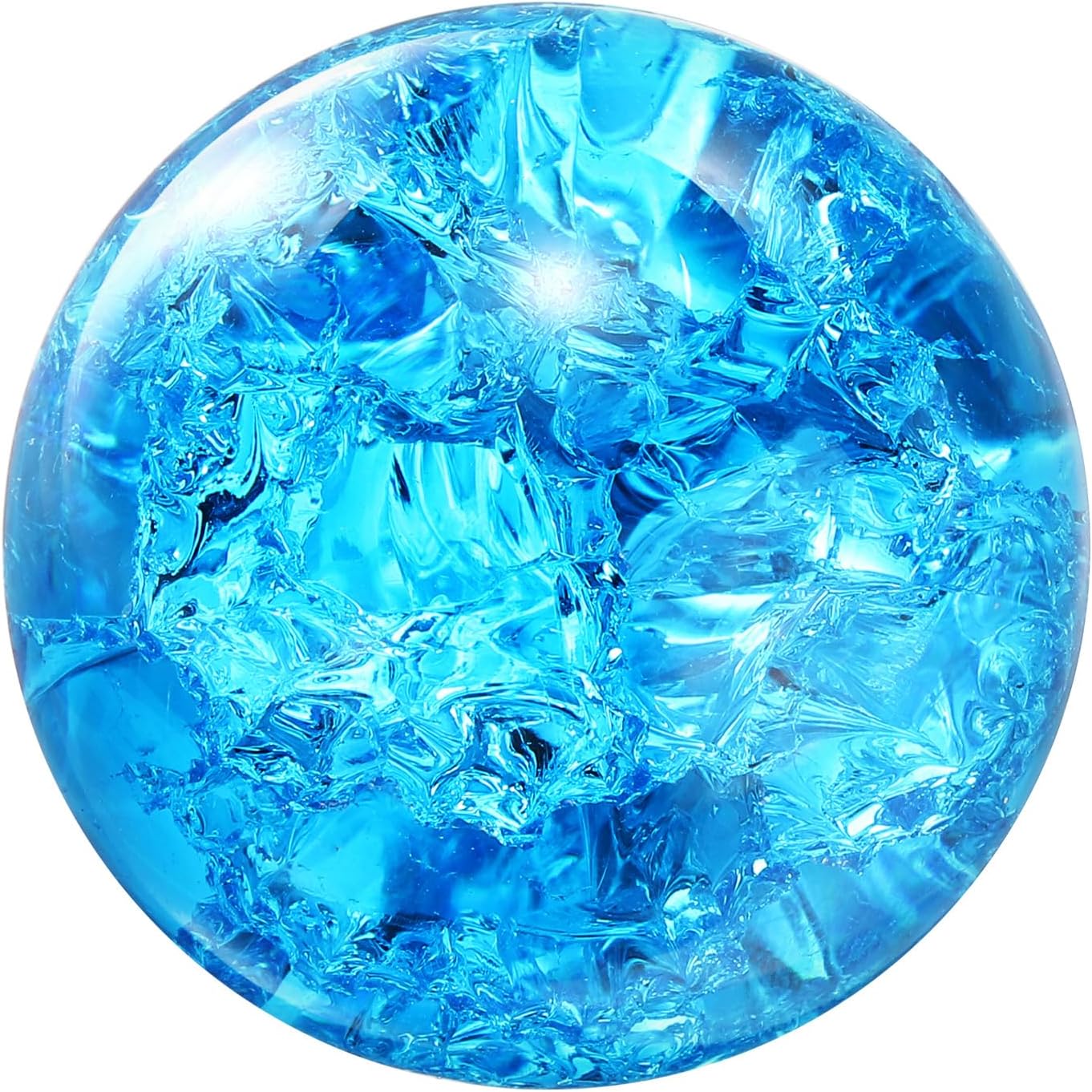 uxcell 40mm/1.6" Crystal Sphere Ball Ice Cracked Glass Solid Decorative Sphere Crystal Ball Prop Ornament for Feng Shui Divination Fortune Telling Tabletop Fountain Decoration, Lake Blue