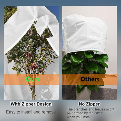 Rohuis Plant Covers Freeze Protection Winter, 2 Packs 95" Hx79 W 2.82oz Huge Tree Blankets Frost Cloth for Outdoor Plants with Zipper Drawstring, Large Garden Frost Protection Cover for Shrub Fig Tree