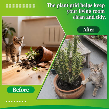 10pc 15.7" Plant Pot Covers Custom Cut Plant Pot Grids to Protect Soil from Animals for Indoor & Outdoor Potted Plants by Preventing Soil Damage Includes 30 Securing Stakes