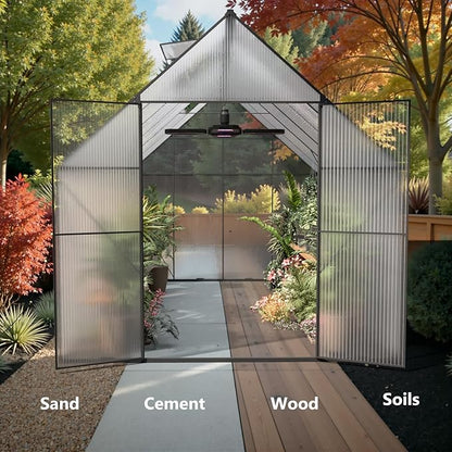 8X12 FT Greenhouses for Outdoors,Heavy Duty Polycarbonate Greenhouse, Large Walk-in Greenhouse with Roof Vent, Aluminum Hot House for Garden,Backyard