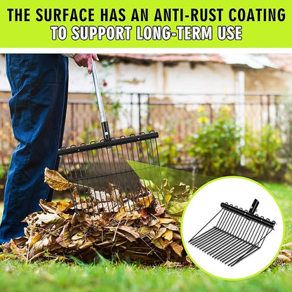 Tandefio 1 Pack Pitchfork Replacement Head Metal Horse Manure Rake Gardening Pitch Fork with Angled Tines for Horse Stall Poop Picking up(Black)