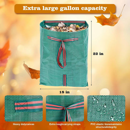 Leaf Collector – 3-Pack Heavy Duty Yard Waste Bags, 40-Gallon Collapsible & Reusable for Grass Clippings, Leaves & Garden Debris