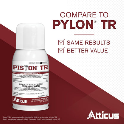 Atticus Piston TR Greenhouse Fogger (2oz Can) - (Compare to Pylon) - Total Release Chlorfenapyr Insecticide/Miticide - Controls Mites, Thrips, Caterpillars, and Adult Fungus Gnats