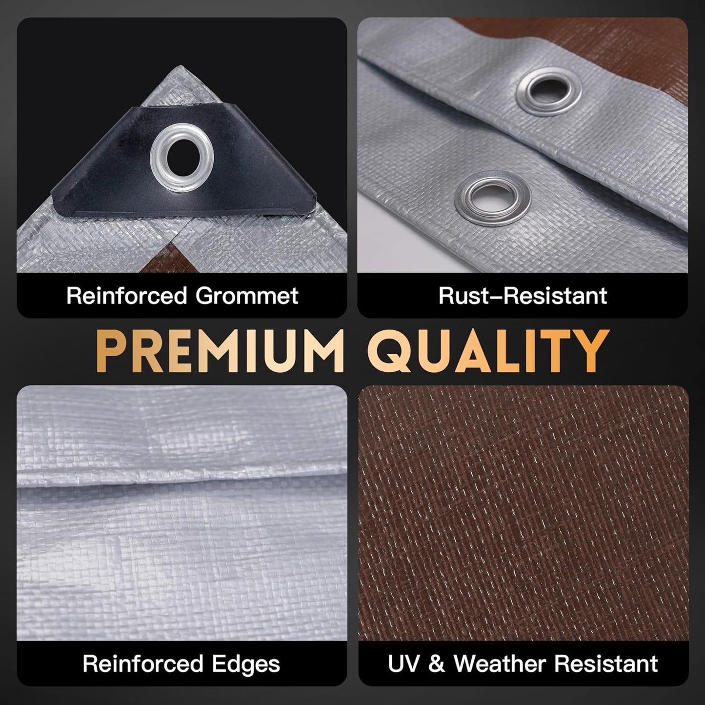 Tarp 20x40 ft Heavy Duty 10mil Silver/Brown 100% Waterproof High Durability Multipurpose Outdoor Tarpaulin,Uv Resistant,for Courtyards,Camping, Canopy, Trailer, Boats, Camping, Etc -by MVPNET