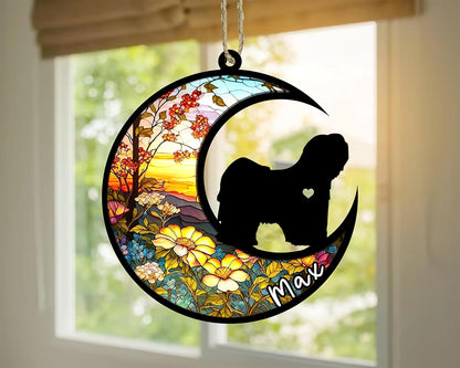 Personalized Dog Memorial, Custom Name Lhasa Apso Dog Christmas Ornament with Name, Custom Breeds, Pet Loss Light Catcher, Gifts for Lovers Loss of Pet Sympathy on Mothers Day Christmas