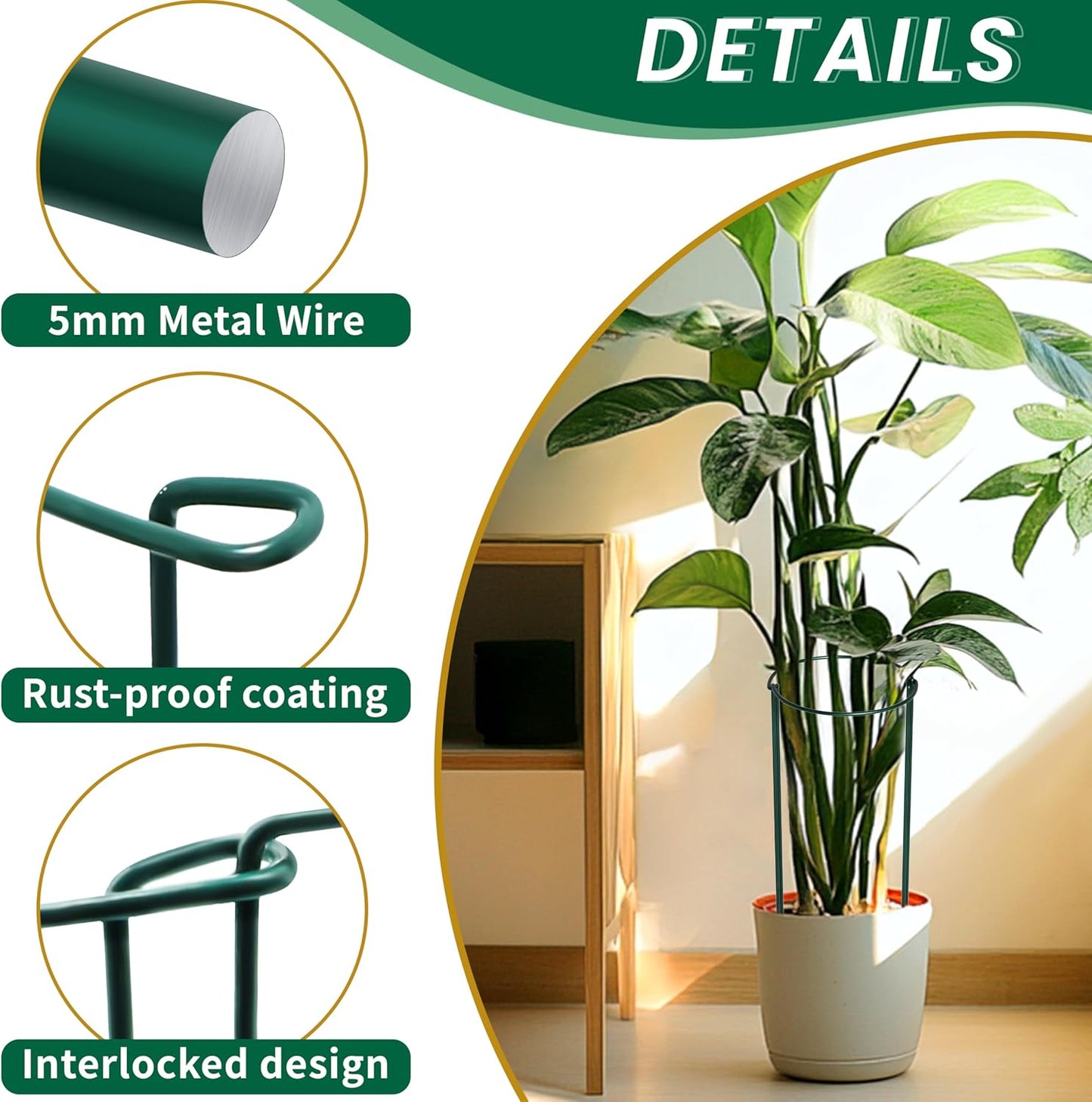 TCBWFY 14" Dx32 H Plant Supports Stakes for Large Heavy Plants,10Pack Peony Supports,Heavy Duty 5mm Wire Peony Cages,Interlock Garden Supports Ring Border Support,Plant Support Cage for Rose Flower