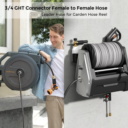 Giraffe Tools Leader Hose 8ft x 5/8", Custom Length, Heavy Duty, No Kink, Flexible, Rubber Garden Hose, Leakproof Water Hose with Female to Female Fittings, 600 Burst PSI