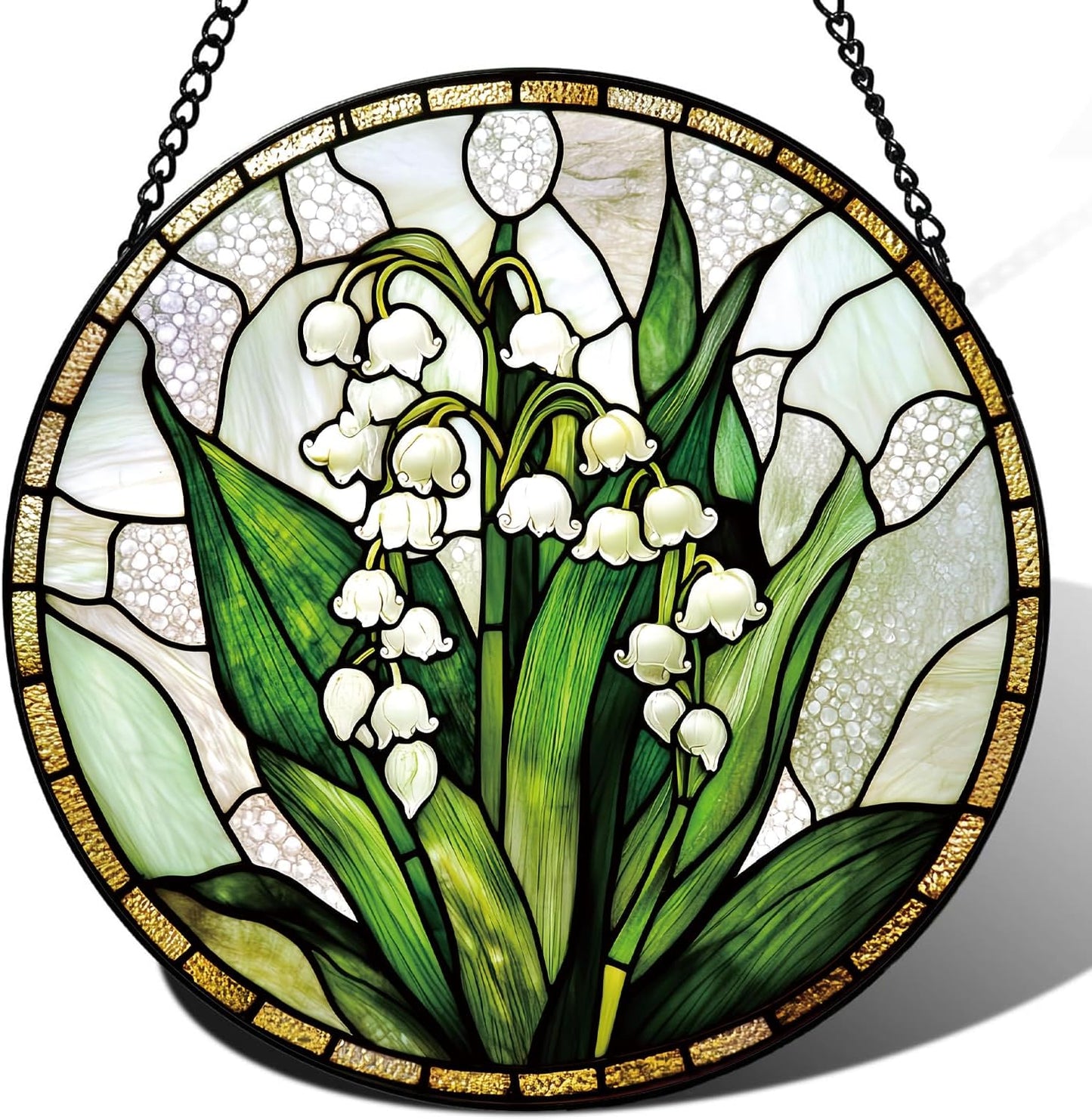 Lily of The Valley Flower Suncatcher -7.9 in Stained Glass Window Hanging Sun Catcher Garden Decor