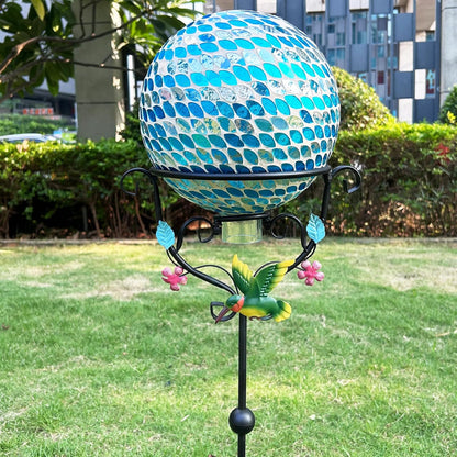 Hummingbird Gazing Globe Stand - 31.1" Metal Display with 3 Prongs Base for 10" Black Glass Balls - Outdoor Garden Yard Courtyard Lawn