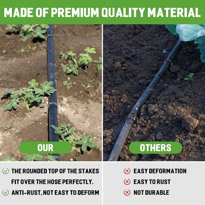 4 Inch 80 Pack 11 Gauge U - Shape Garden Stakes Set: Drip, Line & Irrigation Tubing Stakes, Galvanized Landscape Staples for Tube, Lawns, Weed Barriers, Landscape Fabrics, Irrigation Hose, Floor Mats