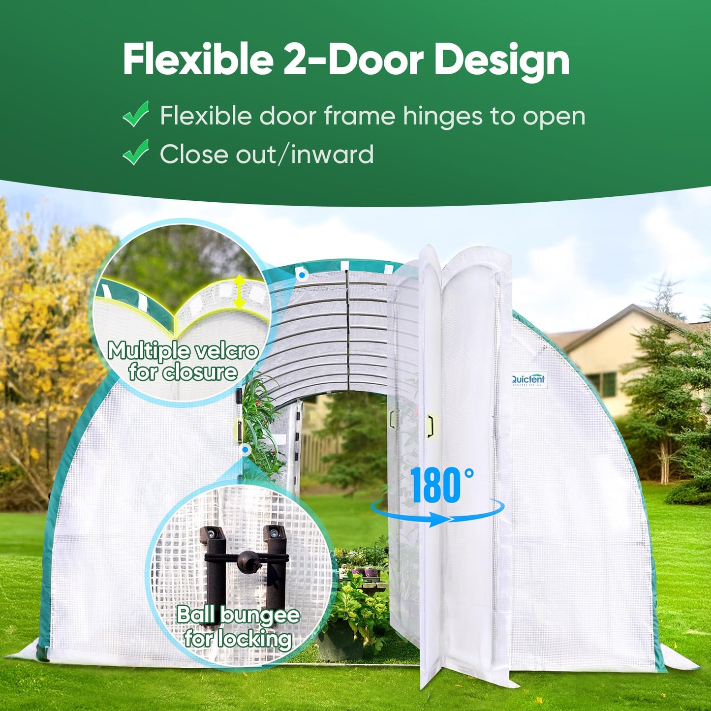 Quictent 25x10x6.6 FT Premium Greenhouse for Outdoors with 2 Door Frames