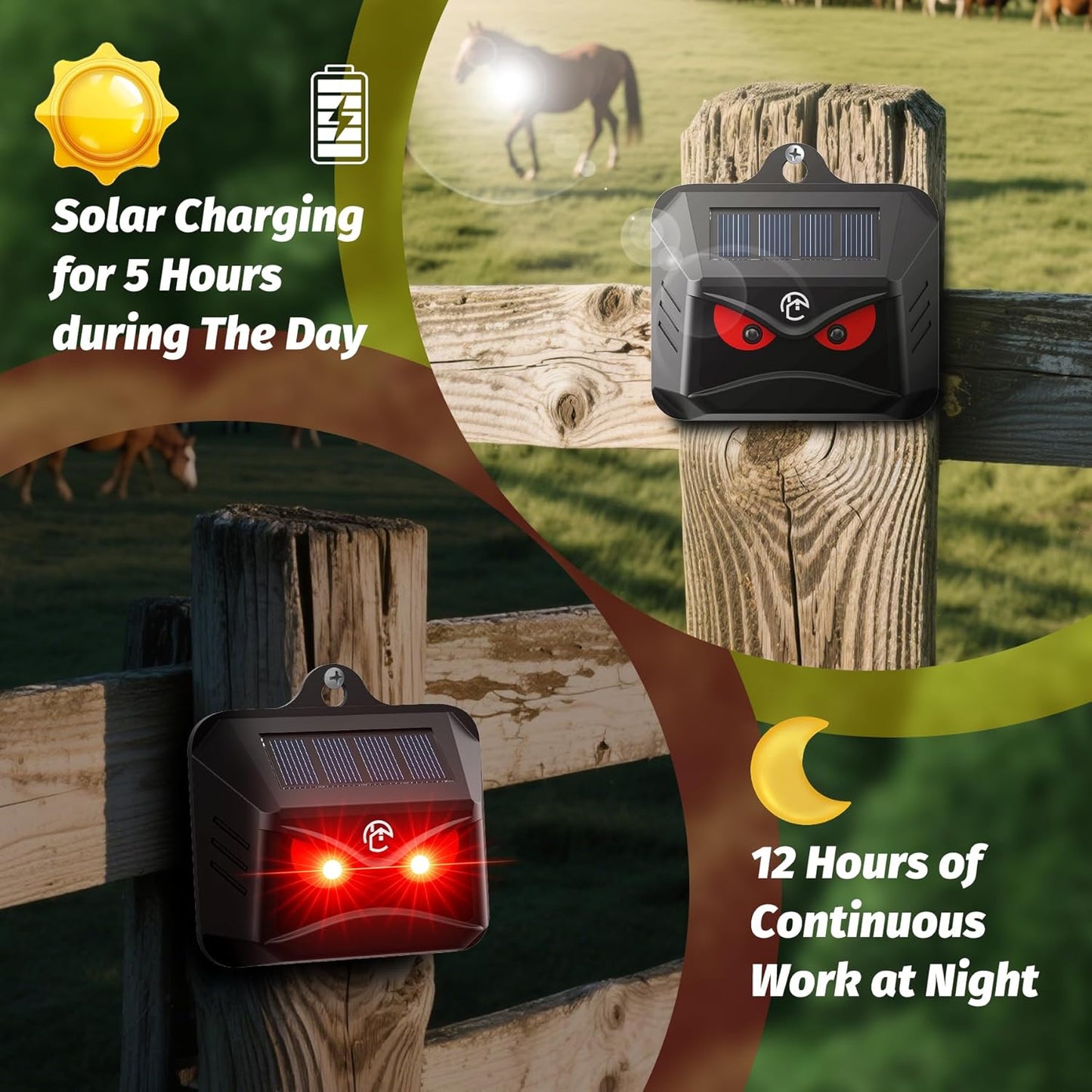 4 Pack Coyote Deterrent Devices, Solar Powered Raccoon Repellent Outdoor Devices Used to Deter Racoon Coyote Fox Skunk Deer Protect Your Chicken Coop and Property with Predator Control Lights