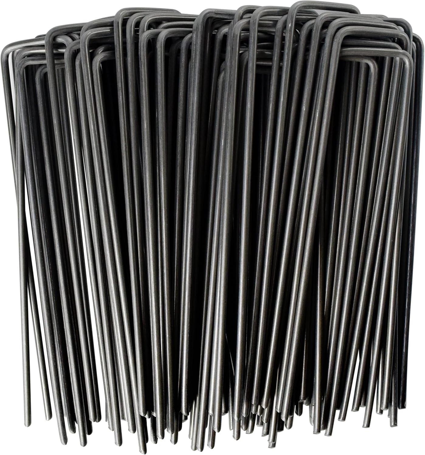 MySit 6" Garden Staples Landscape Stakes Ground Pins 100 Pack, Lawn Staples Weed Fabric Staple, Heavy Duty 11-Gauge(3.0mm) Steel Sod Anchor Securing Pegs for Securing Fabric