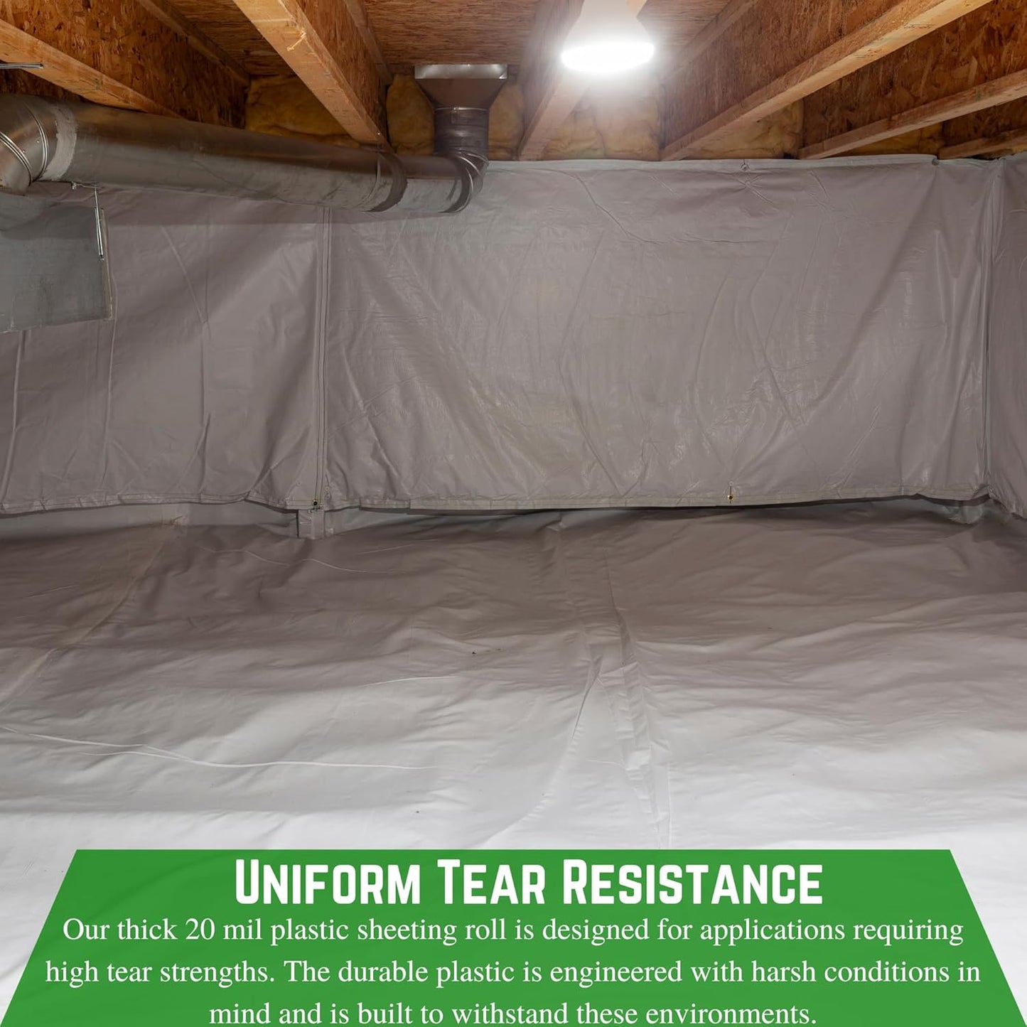Farm Plastic Supply Crawl Space Vapor Barrier, 20 mil - Thick Plastic Sheeting, Drop Cloth Moisture Barrier for Crawl Space Encapsulation, Heavy Duty Polyethylene, Black & White Panda Film (18' x 10')