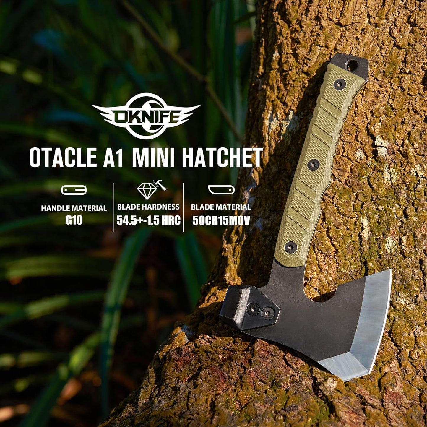 OKNIFE Otacle A1 Mini Multifunctional Hatchet, Rugged, Full Tang, 2-in-1 Hatchet, Comfortable, Non-Slip Grip with Durable Kydex Sheath