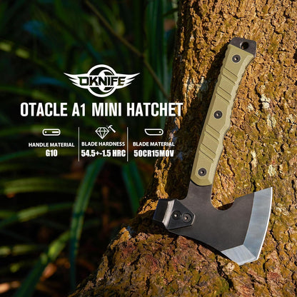OKNIFE Otacle A1 Mini Multifunctional Hatchet, Rugged, Full Tang, 2-in-1 Hatchet, Comfortable, Non-Slip Grip with Durable Kydex Sheath