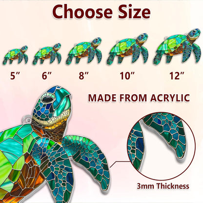 Sea Turtle Suncatcher Window Hanging Sign, Turtle Acrylic Ornament Wall Decor, Marine Keepsake for Animal Turtle Lovers, Beach Ocean Gifts for Women Mom, Housewarming Art Indoor Decoration