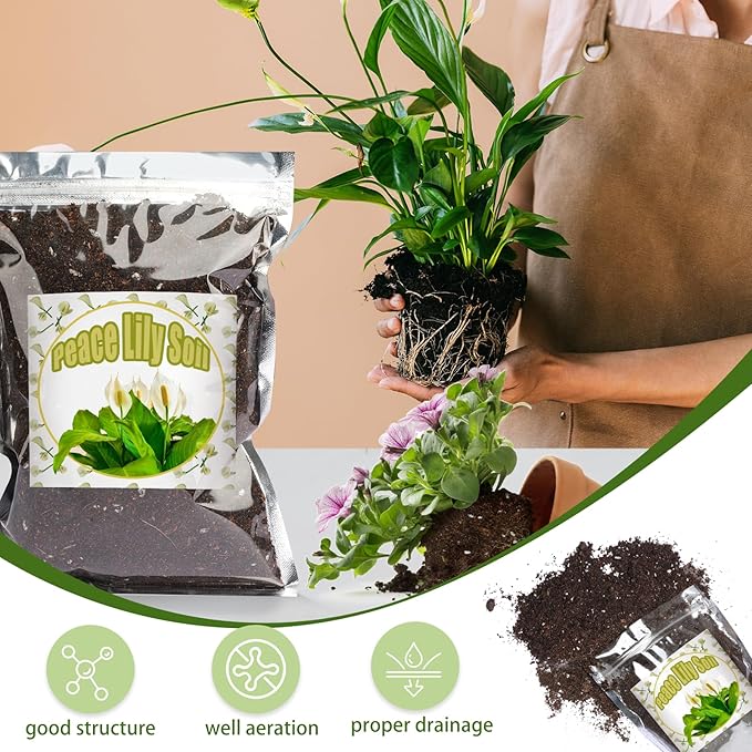 Organic Peace Lily Soil Mix 1qt, Indoor Plants Potting Mix for Planting, Growing, or Repotting Peace Lily Plants, Grow Healthy houseplants Indoors