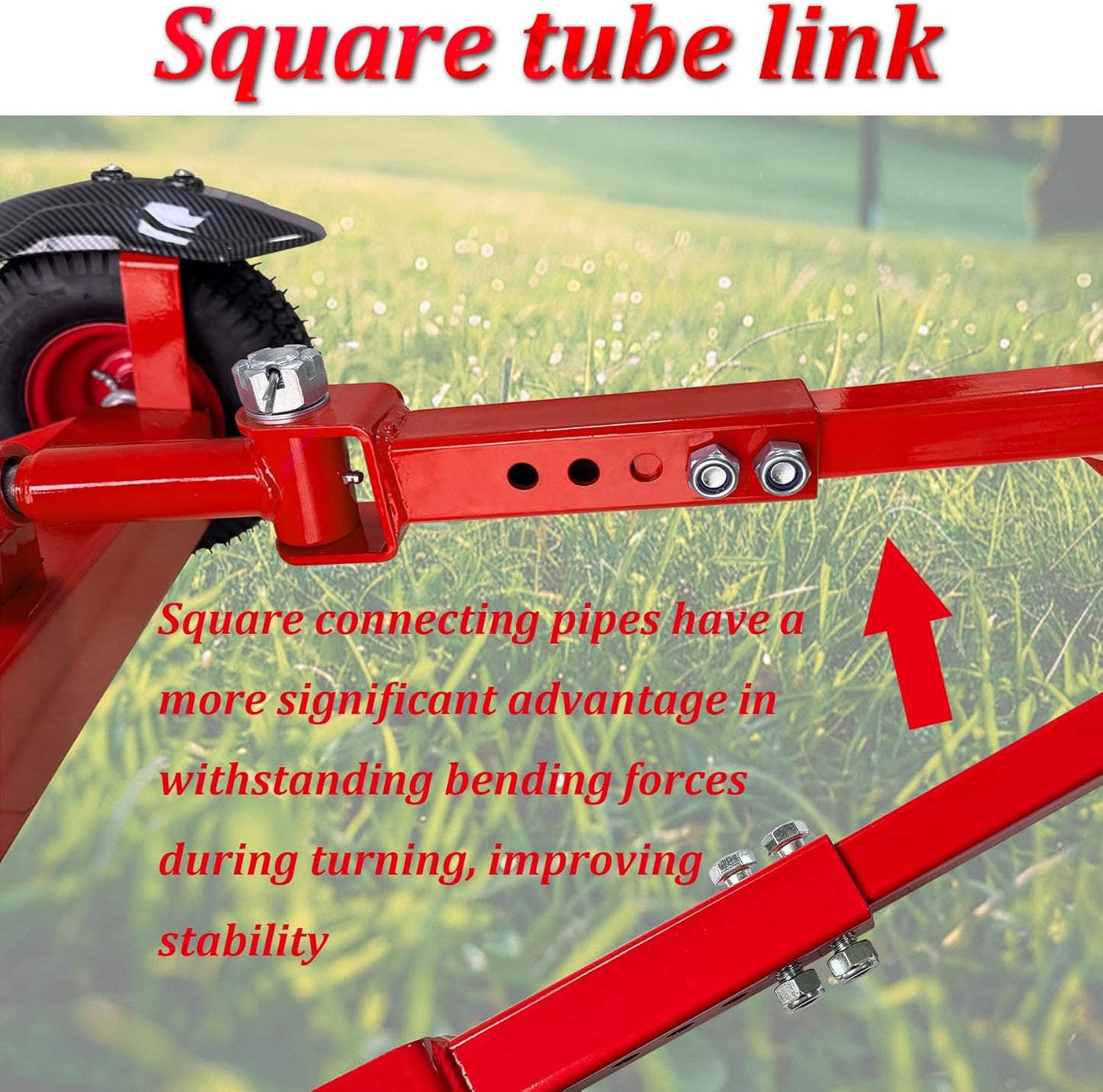 Wheels Lawn Mower Sulky for Lawn and Landscape Professionals,Mudguard Design,Anti-Skid Design, Vacuum tire (Red)