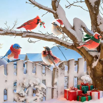 HUYIENO 5PCS Vibrant Metal Bird Decorations Christmas Fence Decor Colorful Garden Birds for Fences, Patio & Outdoor Decor for Christmas Ornament