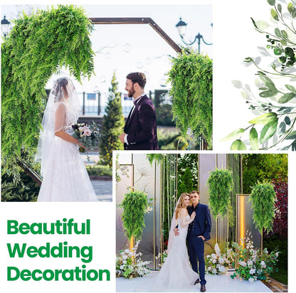 Geosar 56 Pcs Artificial Hanging Plants 32 Inch Hanging Boston Ferns Plastic Fake Plants for Wall Room Garden Wedding Garland Indoor Outdoor Decoration, No Basket