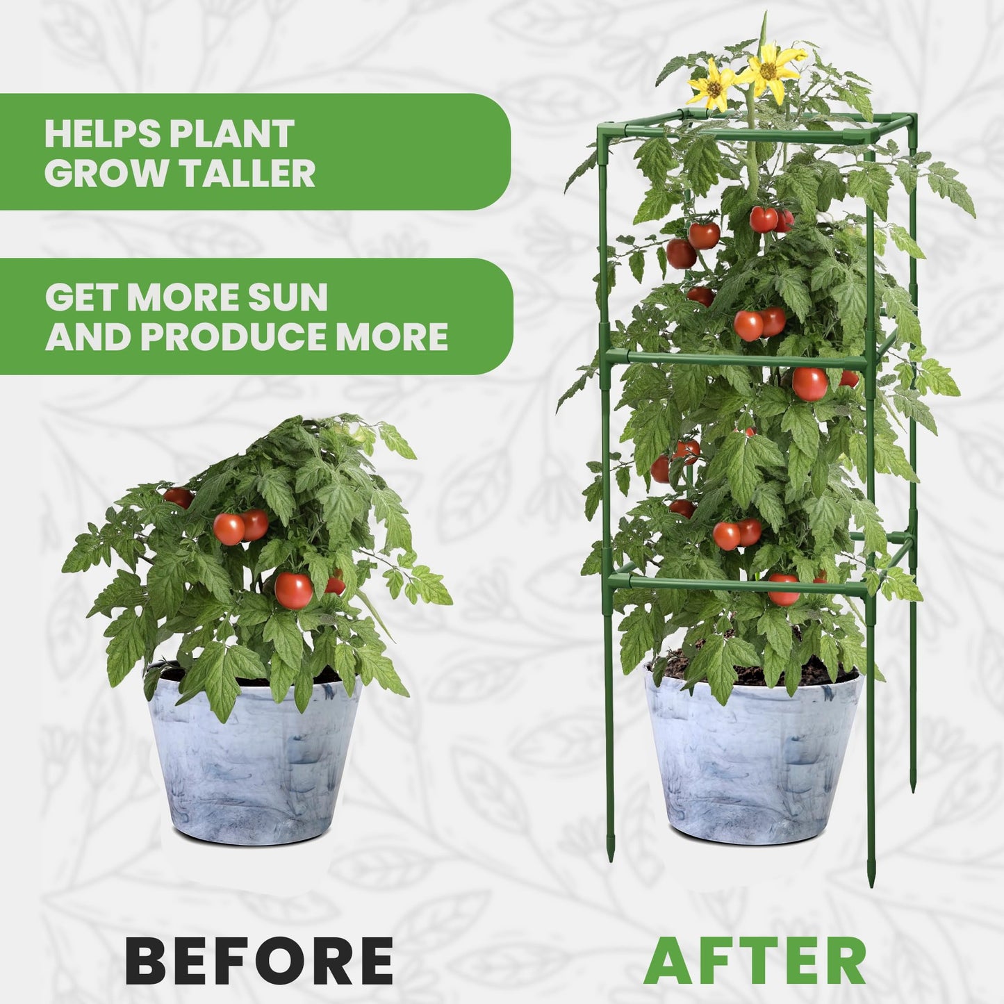 Square Tomato Cage - Large Trellis Stakes and Plant Support Structures for Vegetables and Climbing