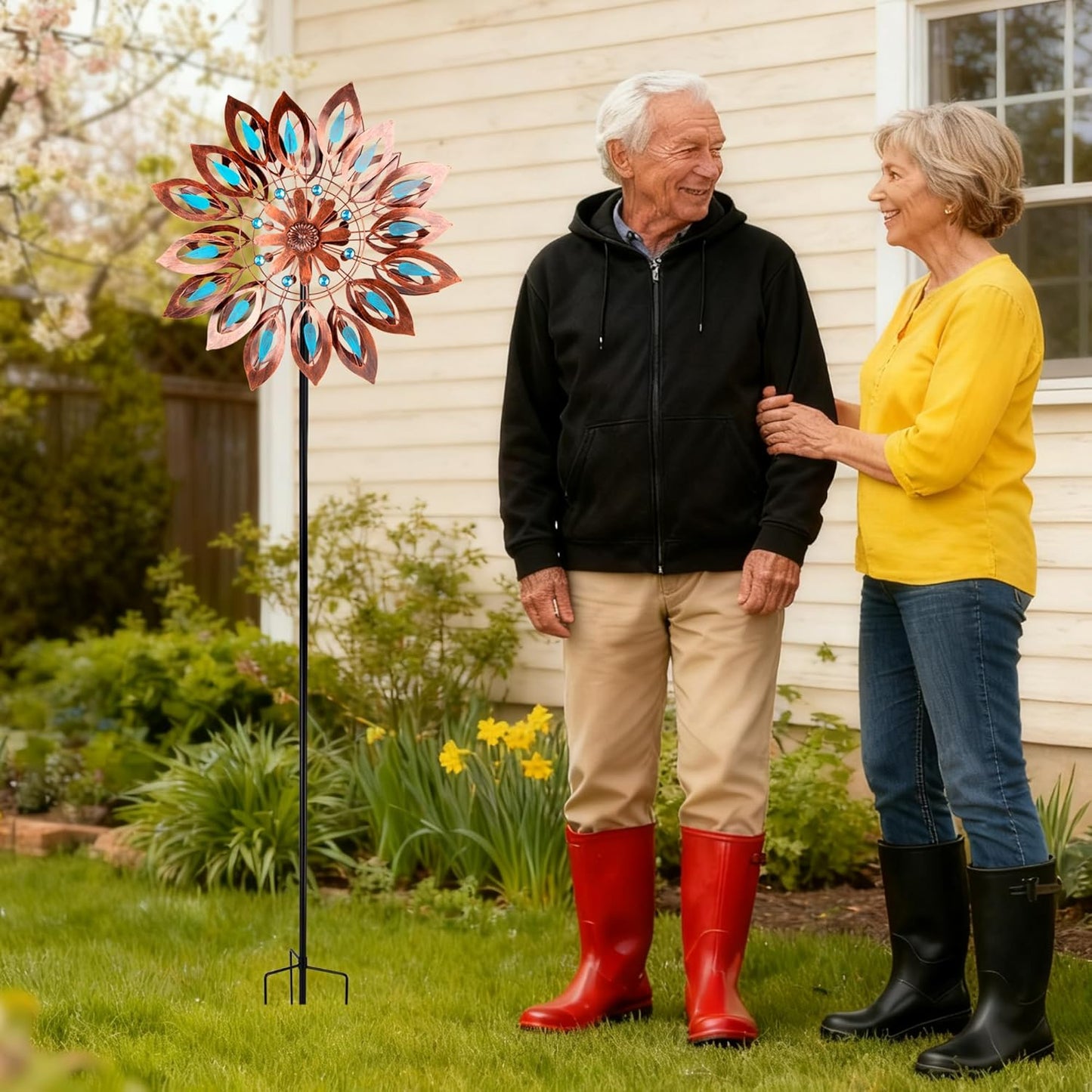 Wind Spinners for Outdoor Yard Decor, 360 Degrees Swivel Large Outdoor Metal Wind Spinner, 76" Wind Sculptures Garden Decor for Patio Lawn Yard