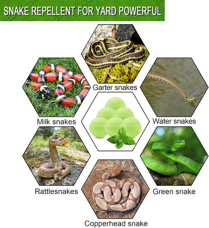 50 Pack Snake Be Gone for Yard Powerful Pet Safe,Moth Balls for Lawn Garden Camping Fishing Home to Repels Snakes and Other Pests