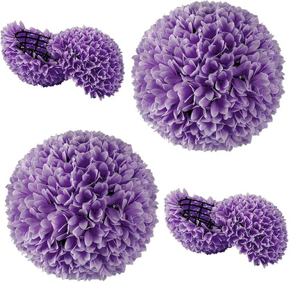 Goplus 11 Inch Topiary Balls Artificial Outdoor Set of 2, Faux Boxwood Ball, Fake Plant Sphere, Round Artificial Plant Balls for Front Door, Porch, Backyard, Balcony, Home Décor (Purple)