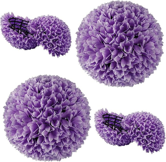 Goplus 11 Inch Topiary Balls Artificial Outdoor Set of 2, Faux Boxwood Ball, Fake Plant Sphere, Round Artificial Plant Balls for Front Door, Porch, Backyard, Balcony, Home Décor (Purple)