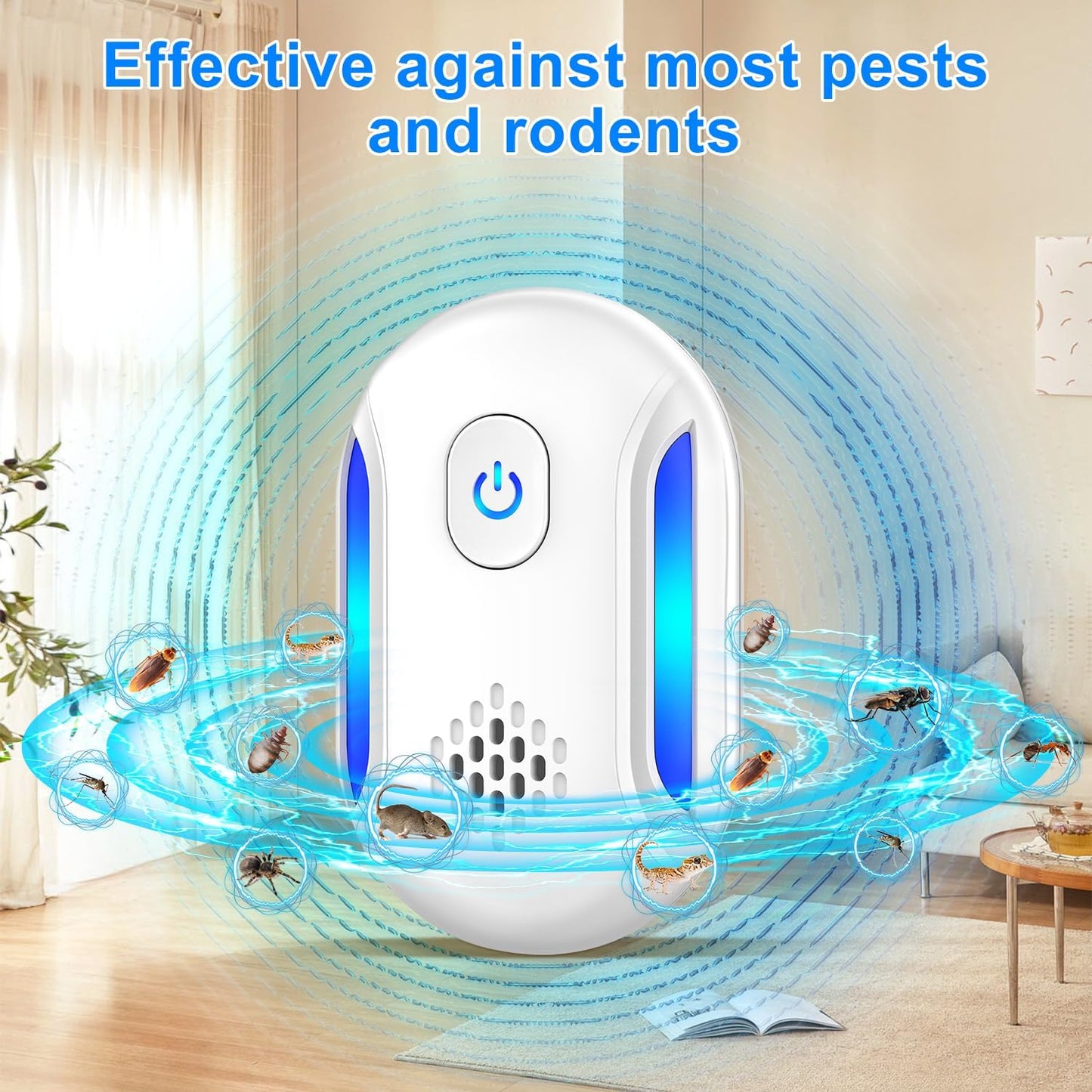 Upgraded Ultrasonic Repellent, 2025 Indoor Ultrasonic Repeller, Electronic Plug in Pest Control for Bugs,Mosquito,Roach, Ant, Rodent, Mouse, Spider Repellent for House, Warehouse, Garage (6)