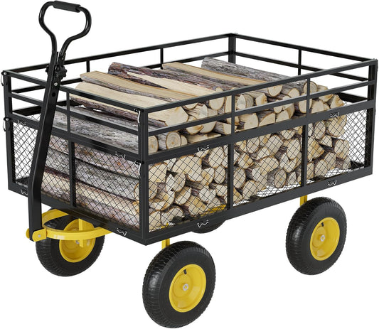 3-in-1 Heavy-Duty Steel Garden Cart, 1400 Lbs Garden Wagon, with 13 Inch All-Terrain Tires and