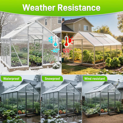 8PCS Polycarbonate Greenhouse Panels, 6' x 4' x 0.16'' Twin-Wall Panels Polycarbonate Sheet, Clear Waterproof UV Protected Corrugated Plastic Roof Panels for Greenhouse Replacement