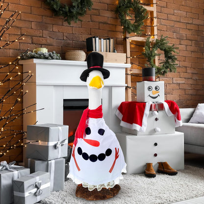 Christmas Snowman Goose Outfit Clothes for 23" High Cement or Plastic Goose Lawn Clothing Porch Garden Costume for Yard Outdoor Patio Statue Xmas Winter Holiday Decor
