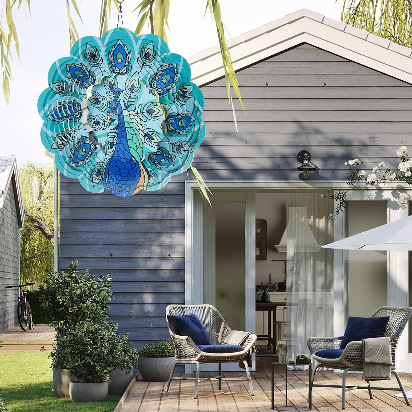 Peacock Wind Spinner Outdoor,12 inch 3D Sublimation Wind Spinners Hanging Wind Spinners Decor for Patios, Lawns, and Balconies
