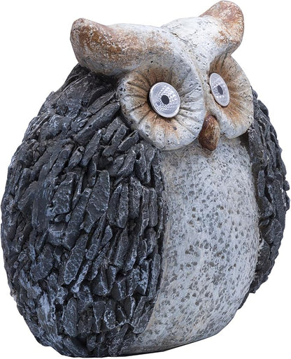 Alpine Corporation 13" Tall Outdoor Solar Powered Owl Yard Statue with LED Lights