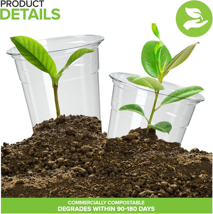 Stock Your Home 16 oz Premium Commercially Compostable Cold Cups (50 Pack), Eco Party Cup, Environmentally Friendly Disposable Sustainable for Water, Wine, Beer Sample
