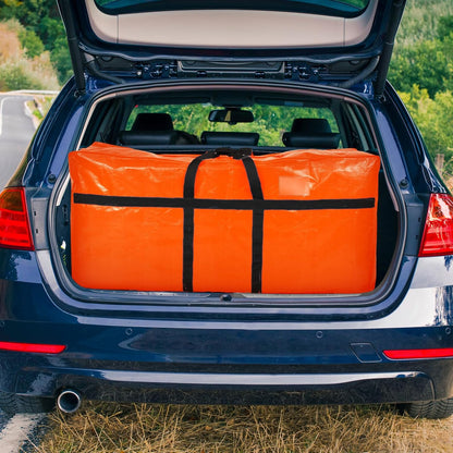 6 Pcs 66 Gallon Large Moving Bags with Zipper and Handles Foldable Storage Duffle Bags Heavy Duty Extra Large Totes for College Dorm Travel Clothes Blankets Bedding Moving (Orange)