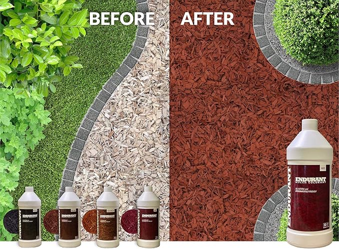 Mulch Dye Concentrate Color Renewal – Mulch Paint Revitalizes Approximately 1,000 Sq Ft of Faded Mulch to Instantly Transform Landscaping (32 oz) (Red)