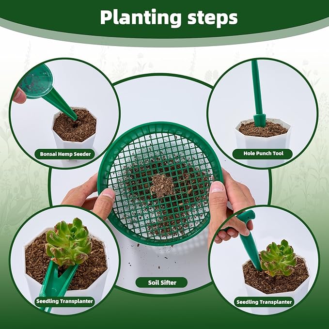 175-Piece Gardening Kit with Bonsai Tools, Succulent & Herb Planting Set, Pruning Shears, Seed Trays, Waterproof Mat – Durable BPA-Free Indoor & Outdoor Garden Tool Set Gift