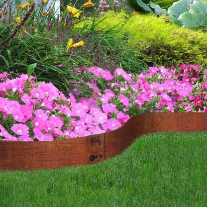 42 Inch Cor-Ten Steel Landscape Edging, 9.4 Inch Hammer in Landscape Edging,Garden Edging Border for Lawn, Flower Bed, Yard