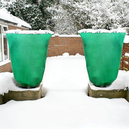 2 Packs Plant Covers Freeze Protection 47" x 70" 2.82oz/yd² Heavy Duty Winter Cold Weather Frost Cloth Blankets, Garden Warm Jacket Bags with Zipper & Drawstring for Outdoor Plants Fruit Tree Potted
