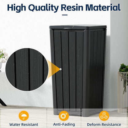 23 Gallon Outdoor Trash Can Waterproof Resin Garbage Can with Lid Outside Trash Bin for Porch Backyard, Deck, Patio, Kitchen Trash Can