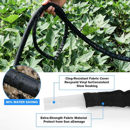 Flat Soaker Hose 25FT,Drip Hose for Garden Beds Linkable Irrigation System Lightweight and Easy Watering for Tree Plant and Save 80% Water for You(25FT)