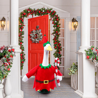 Christmas Toy Soldier Style Porch Goose Outfits,2 Pcs/Set Goose Clothes with Pointed Hat and Candy Cane Fits 23" Lawn Goose Statue,Red Christmas Outdoor Goose Costume,Yard Patio Garden Xmas Decor