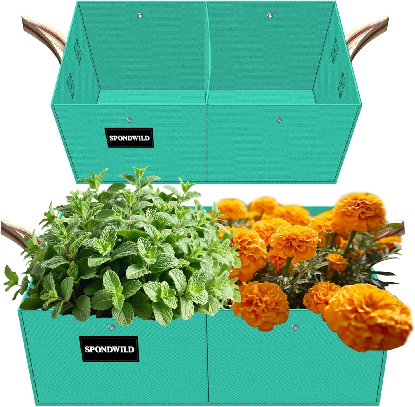 2 Pcs 8 Gallon Rectangle Grow Bags for Growing Potatoes, PE Pots Potato Pots Growing Containers Potato Planter Potato Planter for Growing Potatoes, Green